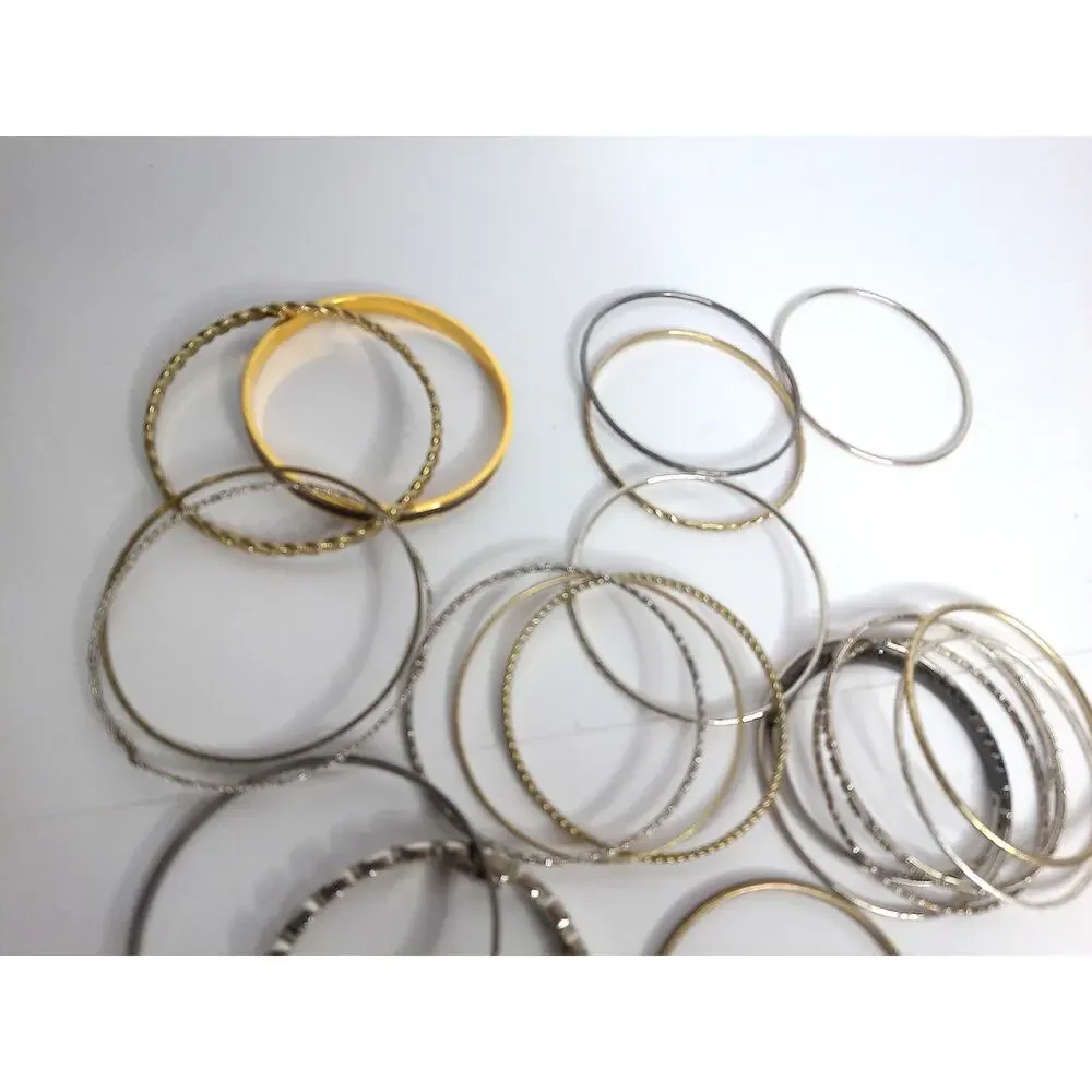 Vintage Mixed Metal Bangle Bracelets Set Metallic Boho Stacking